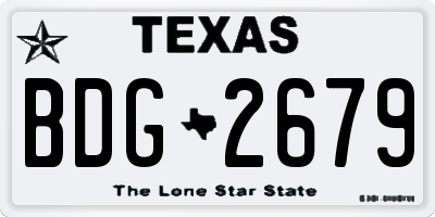 TX license plate BDG2679