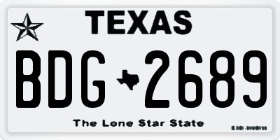 TX license plate BDG2689