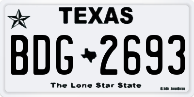 TX license plate BDG2693