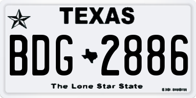 TX license plate BDG2886