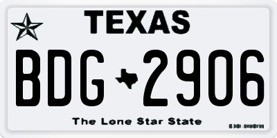 TX license plate BDG2906