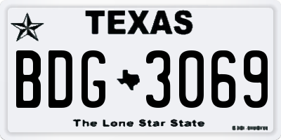 TX license plate BDG3069