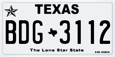 TX license plate BDG3112