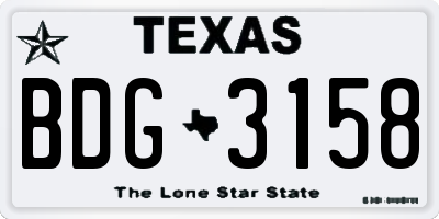 TX license plate BDG3158