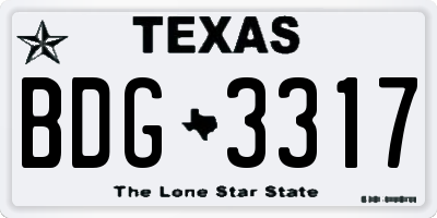 TX license plate BDG3317