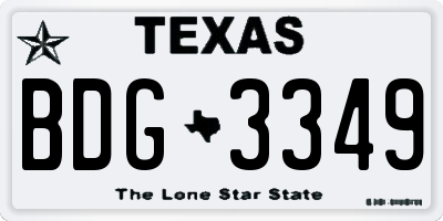 TX license plate BDG3349