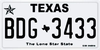 TX license plate BDG3433