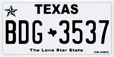 TX license plate BDG3537