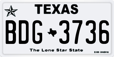 TX license plate BDG3736