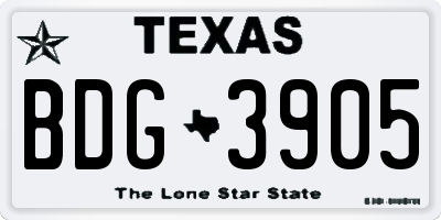 TX license plate BDG3905