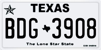 TX license plate BDG3908
