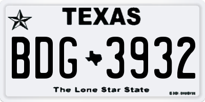 TX license plate BDG3932