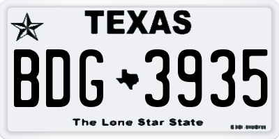 TX license plate BDG3935
