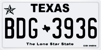 TX license plate BDG3936