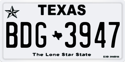 TX license plate BDG3947