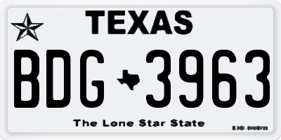 TX license plate BDG3963