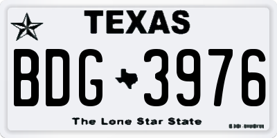 TX license plate BDG3976