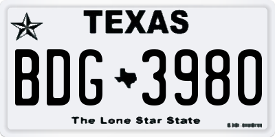 TX license plate BDG3980