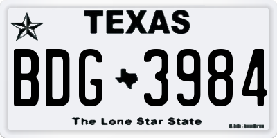 TX license plate BDG3984