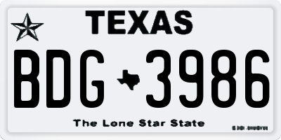 TX license plate BDG3986