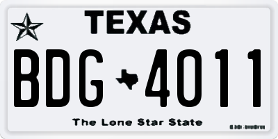 TX license plate BDG4011