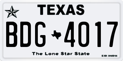 TX license plate BDG4017