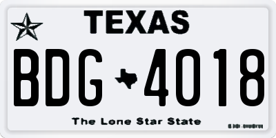 TX license plate BDG4018