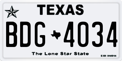 TX license plate BDG4034