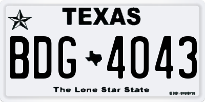 TX license plate BDG4043