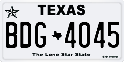 TX license plate BDG4045