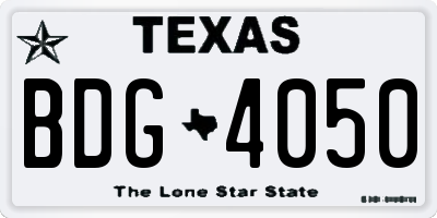 TX license plate BDG4050