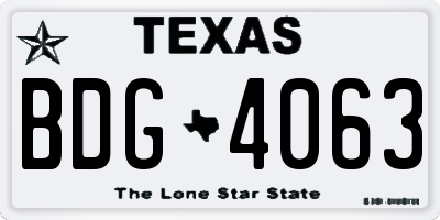 TX license plate BDG4063