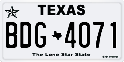 TX license plate BDG4071