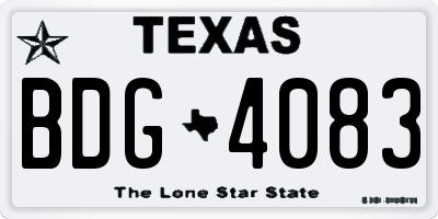TX license plate BDG4083
