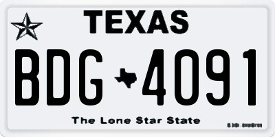 TX license plate BDG4091