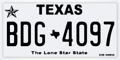 TX license plate BDG4097
