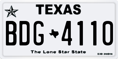 TX license plate BDG4110