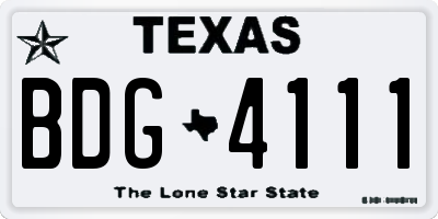 TX license plate BDG4111