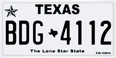 TX license plate BDG4112