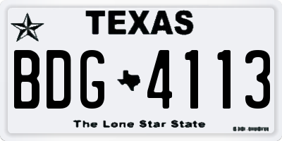 TX license plate BDG4113
