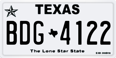 TX license plate BDG4122