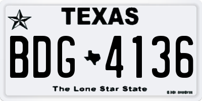TX license plate BDG4136