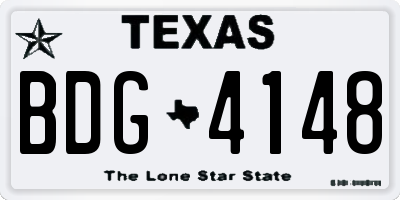 TX license plate BDG4148