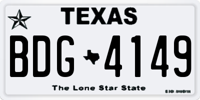 TX license plate BDG4149