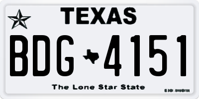 TX license plate BDG4151