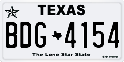 TX license plate BDG4154