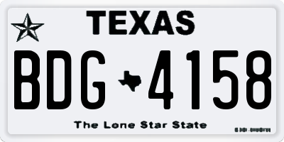 TX license plate BDG4158