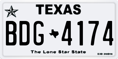 TX license plate BDG4174