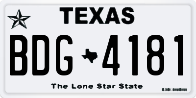 TX license plate BDG4181