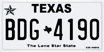 TX license plate BDG4190